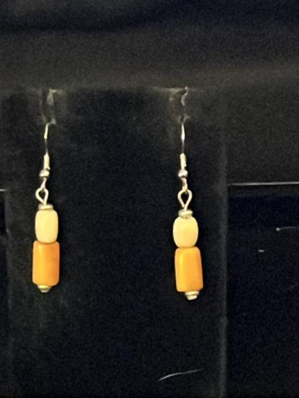Yellow and White Bead Earrings